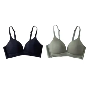 2Pcs/Set Seamless Deep V 3/4 Cup Bra Women's Wireless Underwear Push-Up Bra Gentle Support Bralette Daily Sexy Lingerie S-XXL