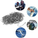 Fishing Hooks Carbon Steel Strong Sharp Silver Circle Fishhook  Jig Barbed Pesca Portable Lure Bait Tackle