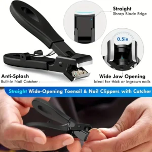 1/3/4/5pcs Stainless Steel Toenail Clippers Set with Ergonomic Handle, Includes Wide Mouth Angled Scissors, Nail File Cuticle Tool
