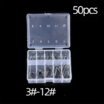 50-1600Pcs/Box Fishing Hooks Carbon Steel Strong Sharp Silver Circle Fish hook 3#-12# Jig Barbed Pesca Portable Lure Bait Tackle