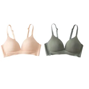 2Pcs/Set Seamless Deep V 3/4 Cup Bra Women's Wireless Underwear Push-Up Bra Gentle Support Bralette Daily Sexy Lingerie S-XXL