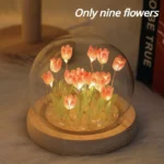 Birthday Gifts Mom Assembled Tulip Light Handmade Artificial Flower Table Lamp Bedroom Desk Decoration for Daughter Girlfriend