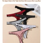 3Pcs Women’s Thong Low-rise Panties Solid Color Lingerie Sexy Thongs Fashion Casual Underwear Comfort Fit Women’s Tangas