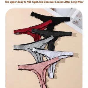 3Pcs Women's Thong Low-rise Panties Solid Color Lingerie Sexy Thongs Fashion Casual Underwear Comfort Fit Women's Tangas