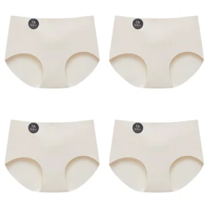 FalllSweet 4PCS Seamless Panties for Woman Ice Silk Underwear Soft Thin Briefs Women's Underpants Fashion Sexy Female Lingerie