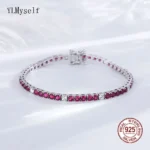 Fine Jewelry 3mm Montana Blue/Emerald Green/Ruby Red/Turquoise/Black Cubic zircon 925 Silver Tennis Bracelet