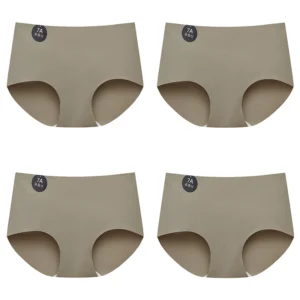 FalllSweet 4PCS Seamless Panties for Woman Ice Silk Underwear Soft Thin Briefs Women's Underpants Fashion Sexy Female Lingerie