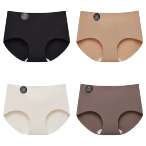 FalllSweet 4PCS Seamless Panties for Woman Ice Silk Underwear Soft Thin Briefs Women's Underpants Fashion Sexy Female Lingerie