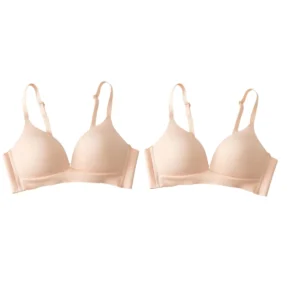 2Pcs/Set Seamless Deep V 3/4 Cup Bra Women's Wireless Underwear Push-Up Bra Gentle Support Bralette Daily Sexy Lingerie S-XXL