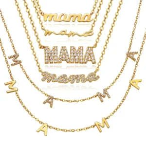 MAMA Necklace, Stainless Steel Gold Jewelry Gift for Mom