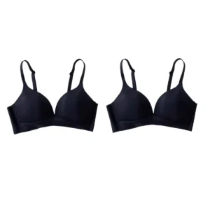 2Pcs/Set Seamless Deep V 3/4 Cup Bra Women's Wireless Underwear Push-Up Bra Gentle Support Bralette Daily Sexy Lingerie S-XXL