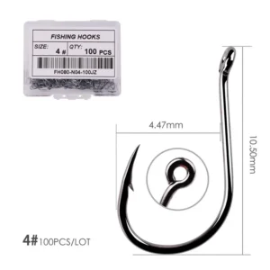 Aorace 40-100pcs/Box Fishing Hook Iseama Circle Carp Eyed Fishing Hook Size 2-22# Ring eye Japan Fishhooks Single Jig Hook
