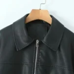 2026 Fashion Streetwear Women Retro Loose Black PU Faux Leather Jacket Spring Autumn Lady Vintage Zipper Coat Moto Biker Outwear