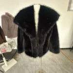 European American Winter New Fashion Women’s Elegant Casual Trendy Simple Basic Faux Fur Cardigans Female Clothes Coats Tops