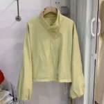 Women’s Short Trench Coats Fashion Simple Design Solid Stand Long Sleeve Zipper Windbreaker 2025 Autumn New Casual Lady Jacket