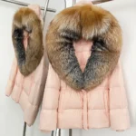 Real Fur Collar Duck Down Coat New Winter Warm Natural Raccoon Fur Down Jacket Female Hooded Fox Fur Coat Women Puffer Jacket