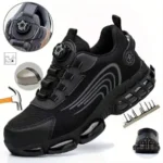 Safety Shoes For Men Steel Toe Anti-Puncture Men’s Work Shoes Slip Resistant Reinforced Sole Rotating Button Fashion Sneaker