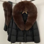 Real Fur Collar Duck Down Coat New Winter Warm Natural Raccoon Fur Down Jacket Female Hooded Fox Fur Coat Women Puffer Jacket