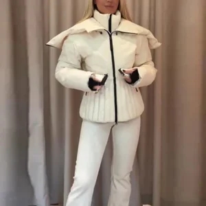 Ski Parkas Coat Jacket Women Zipper Belts Thicken Winter Skiing Cotton Lapel Snow Female Skiwear Outdoor Street Outwear Top