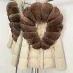 Real Fur Collar Duck Down Coat New Winter Warm Natural Raccoon Fur Down Jacket Female Hooded Fox Fur Coat Women Puffer Jacket