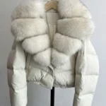 Lagabogy Big Real Fox Fur Collar New Winter Women Puffer Jacket 90% White Duck Down Coat Female Single Breasted Warm Parkas