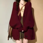 Autumn Winter Women Cardigan Sweater Coats Fashion Female Long Sleeve V-neck Loose Knitted Jackets Casual Sweater Cardigans