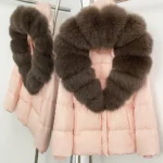 Real Fur Collar Duck Down Coat New Winter Warm Natural Raccoon Fur Down Jacket Female Hooded Fox Fur Coat Women Puffer Jacket