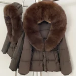 Real Fur Collar Duck Down Coat New Winter Warm Natural Raccoon Fur Down Jacket Female Hooded Fox Fur Coat Women Puffer Jacket