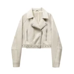 New Coal graysty le Women’s washed leather jacket with belt, short coat with downgraded zipper and vintage lapel jacket