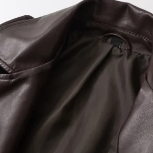 Ailegogo New Spring Autumn Women Vintage Loose Belt Faux Leather Jacket Streetwear Female Retro Moto Biker Coat Outwear
