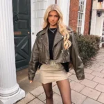 New Coal graysty le Women’s washed leather jacket with belt, short coat with downgraded zipper and vintage lapel jacket