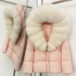 Real Fur Collar Duck Down Coat New Winter Warm Natural Raccoon Fur Down Jacket Female Hooded Fox Fur Coat Women Puffer Jacket