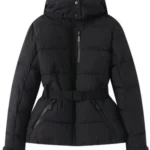 Women’s Winter Hooded High Waist Padded Sport Parkas Coats with Belt Female Elegant Thick Warm Pockets Windproof Skiing Jackets