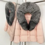 Real Fur Collar Duck Down Coat New Winter Warm Natural Raccoon Fur Down Jacket Female Hooded Fox Fur Coat Women Puffer Jacket