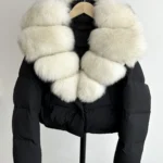 Lagabogy Big Real Fox Fur Collar New Winter Women Puffer Jacket 90% White Duck Down Coat Female Single Breasted Warm Parkas