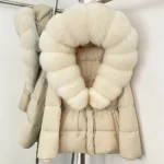Real Fur Collar Duck Down Coat New Winter Warm Natural Raccoon Fur Down Jacket Female Hooded Fox Fur Coat Women Puffer Jacket