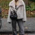 HH Women Fashion Cropped Faux Fur Jacket Coat Long Sleeve Front Snap-button Female Outerwear Chic Lapel Collar Thick Coat