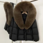 Real Fur Collar Duck Down Coat New Winter Warm Natural Raccoon Fur Down Jacket Female Hooded Fox Fur Coat Women Puffer Jacket