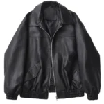 2026 Fashion Streetwear Women Retro Loose Black PU Faux Leather Jacket Spring Autumn Lady Vintage Zipper Coat Moto Biker Outwear