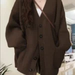 Autumn Winter Women Cardigan Sweater Coats Fashion Female Long Sleeve V-neck Loose Knitted Jackets Casual Sweater Cardigans