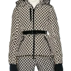 Women's Winter Hooded High Waist Padded Sport Parkas Coats with Belt Female Elegant Thick Warm Pockets Windproof Skiing Jackets
