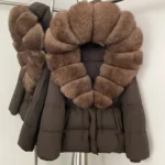 Real Fur Collar Duck Down Coat New Winter Warm Natural Raccoon Fur Down Jacket Female Hooded Fox Fur Coat Women Puffer Jacket