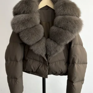 Lagabogy Big Real Fox Fur Collar New Winter Women Puffer Jacket 90% White Duck Down Coat Female Single Breasted Warm Parkas