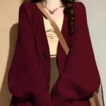 Autumn Winter Women Cardigan Sweater Coats Fashion Female Long Sleeve V-neck Loose Knitted Jackets Casual Sweater Cardigans
