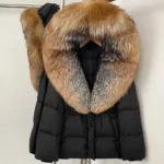 Real Fur Collar Duck Down Coat New Winter Warm Natural Raccoon Fur Down Jacket Female Hooded Fox Fur Coat Women Puffer Jacket