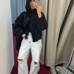 Women’s Short Trench Coats Fashion Simple Design Solid Stand Long Sleeve Zipper Windbreaker 2025 Autumn New Casual Lady Jacket