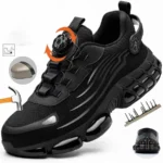 Safety Shoes For Men Steel Toe Anti-Puncture Men’s Work Shoes Slip Resistant Reinforced Sole Rotating Button Fashion Sneaker