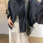 Women’s Short Trench Coats Fashion Simple Design Solid Stand Long Sleeve Zipper Windbreaker 2025 Autumn New Casual Lady Jacket