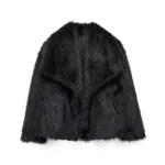 HH Women Fashion Cropped Faux Fur Jacket Coat Long Sleeve Front Snap-button Female Outerwear Chic Lapel Collar Thick Coat