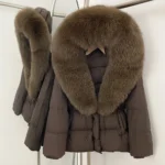 Real Fur Collar Duck Down Coat New Winter Warm Natural Raccoon Fur Down Jacket Female Hooded Fox Fur Coat Women Puffer Jacket